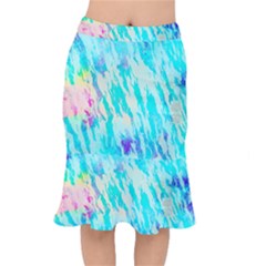 Blue Background Art Abstract Watercolor Mermaid Skirt by Nexatart