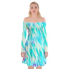 Blue Background Art Abstract Watercolor Off Shoulder Skater Dress by Nexatart