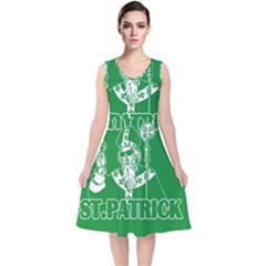  St  Patricks Day  V-neck Midi Sleeveless Dress  by Valentinaart