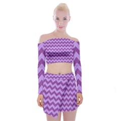 Background Fabric Violet Off Shoulder Top With Mini Skirt Set by Nexatart