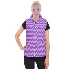 Background Fabric Violet Women s Button Up Puffer Vest by Nexatart