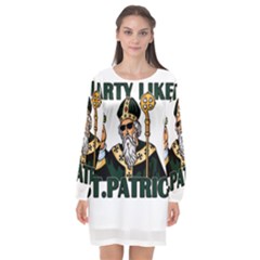  St  Patricks Day  Long Sleeve Chiffon Shift Dress  by Valentinaart