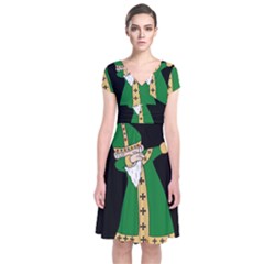  St  Patrick  Dabbing Short Sleeve Front Wrap Dress by Valentinaart