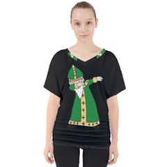  St  Patrick  Dabbing V-neck Dolman Drape Top by Valentinaart