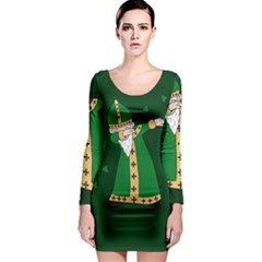  St  Patrick  Dabbing Long Sleeve Bodycon Dress by Valentinaart