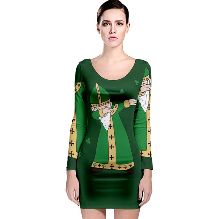  St. Patrick  Dabbing Long Sleeve Bodycon Dress