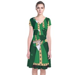  St  Patrick  Dabbing Short Sleeve Front Wrap Dress by Valentinaart