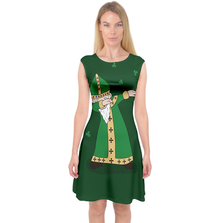  St. Patrick  Dabbing Capsleeve Midi Dress