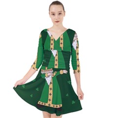  St  Patrick  Dabbing Quarter Sleeve Front Wrap Dress	 by Valentinaart