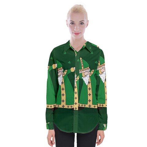  St  Patrick  Dabbing Womens Long Sleeve Shirt by Valentinaart