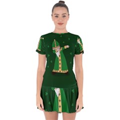  St  Patrick  Dabbing Drop Hem Mini Chiffon Dress by Valentinaart