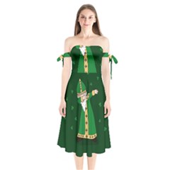  St  Patrick  Dabbing Shoulder Tie Bardot Midi Dress by Valentinaart