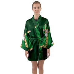  St  Patrick  Dabbing Long Sleeve Kimono Robe by Valentinaart