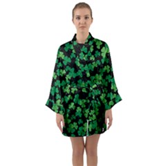 St  Patricks Day Clover Pattern Long Sleeve Kimono Robe by Valentinaart