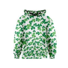 St  Patricks Day Clover Pattern Kids  Pullover Hoodie