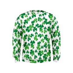 St  Patricks Day Clover Pattern Kids  Sweatshirt by Valentinaart