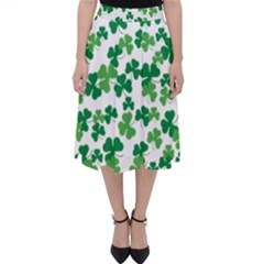 St  Patricks Day Clover Pattern Folding Skater Skirt by Valentinaart