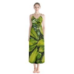 Top View Leaves Button Up Chiffon Maxi Dress by dflcprints