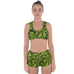 Top View Leaves Racerback Boyleg Bikini Set by dflcprints