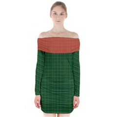 Irish Tartan Style Long Sleeve Off Shoulder Dress by cglightNingART