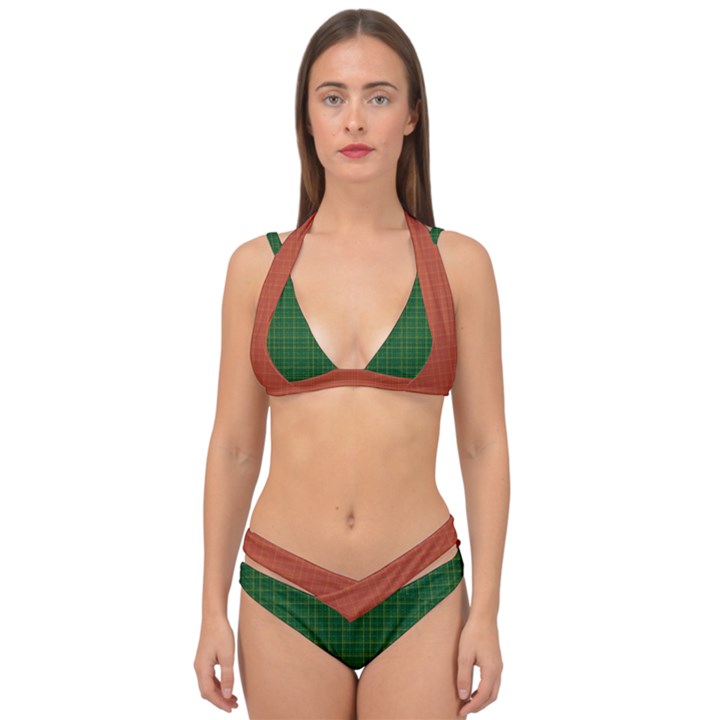 IRISH TARTAN STYLE PLAID Double Strap Halter Bikini Set