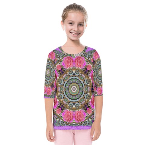 Roses In A Color Cascade Of Freedom And Peace Kids  Quarter Sleeve Raglan Tee by pepitasart