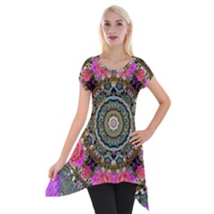 Roses In A Color Cascade Of Freedom And Peace Short Sleeve Side Drop Tunic by pepitasart