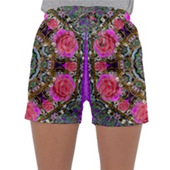 Roses In A Color Cascade Of Freedom And Peace Sleepwear Shorts by pepitasart