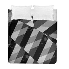 Black And White Grunge Striped Pattern Duvet Cover Double Side (full/ Double Size) by dflcprints