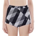 Black And White Grunge Striped Pattern High-Waisted Bikini Bottoms View1