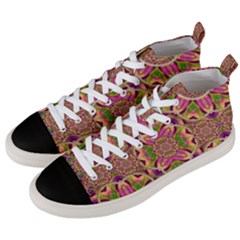 Jungle Flowers In Paradise  Lovely Chic Colors Men s Mid-top Canvas Sneakers by pepitasart