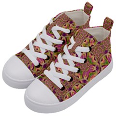 Jungle Flowers In Paradise  Lovely Chic Colors Kid s Mid-top Canvas Sneakers by pepitasart