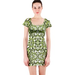 Stylized Nature Print Pattern Short Sleeve Bodycon Dress by dflcprints