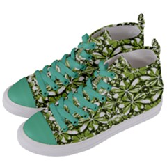 Stylized Nature Print Pattern Women s Mid-top Canvas Sneakers by dflcprints