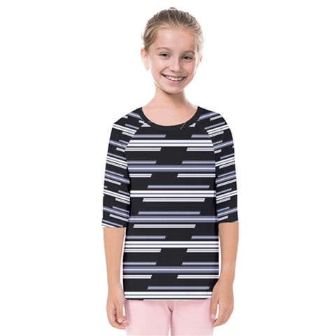 Skewed Stripes Pattern Design Kids  Quarter Sleeve Raglan Tee by dflcprints