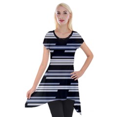 Skewed Stripes Pattern Design Short Sleeve Side Drop Tunic by dflcprints