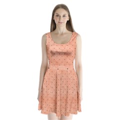 Dot Peach Split Back Mini Dress  by snowwhitegirl