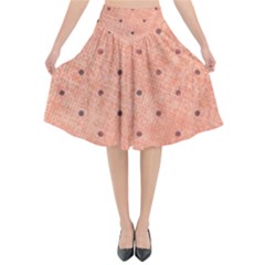 Dot Peach Flared Midi Skirt by snowwhitegirl