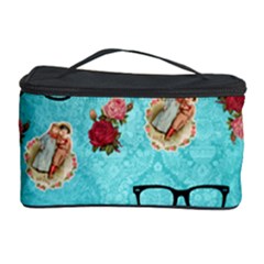 Vintage Glasses Blue Cosmetic Storage Case