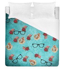 Vintage Glasses Blue Duvet Cover (queen Size) by snowwhitegirl