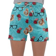 Vintage Glasses Blue Sleepwear Shorts by snowwhitegirl