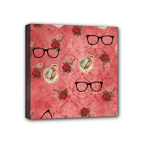 Vintage Glasses Rose Mini Canvas 4  X 4  by snowwhitegirl