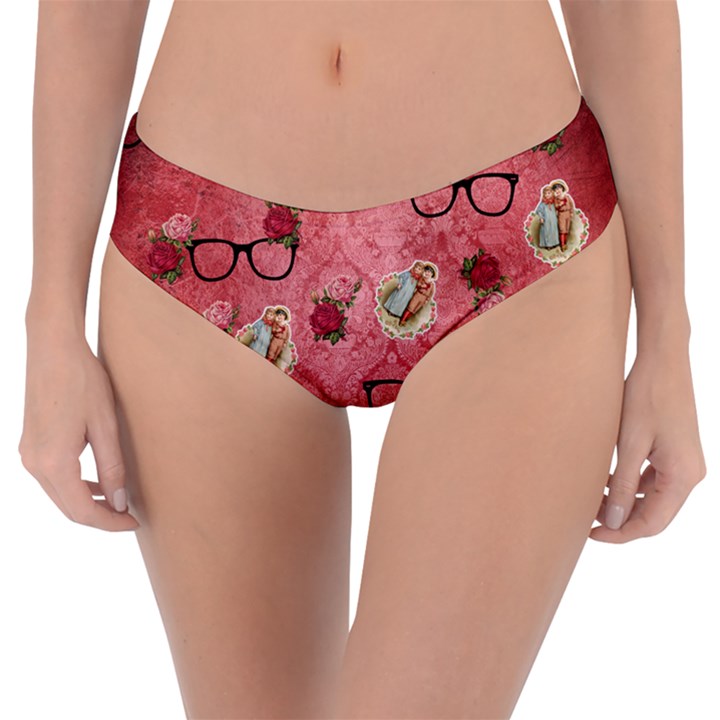 Vintage Glasses Rose Reversible Classic Bikini Bottoms