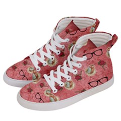 Vintage Glasses Rose Men s Hi-top Skate Sneakers by snowwhitegirl