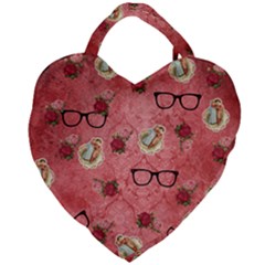 Vintage Glasses Rose Giant Heart Shaped Tote