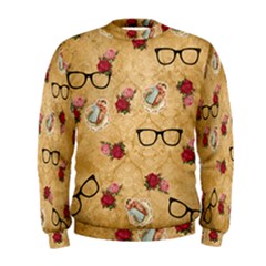 Vintage Glasses Beige Men s Sweatshirt by snowwhitegirl