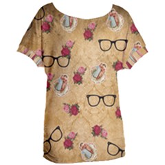 Vintage Glasses Beige Women s Oversized Tee by snowwhitegirl