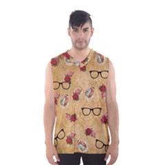 Vintage Glasses Beige Men s Basketball Tank Top by snowwhitegirl