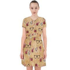 Vintage Glasses Beige Adorable In Chiffon Dress by snowwhitegirl