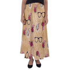 Vintage Glasses Beige Flared Maxi Skirt